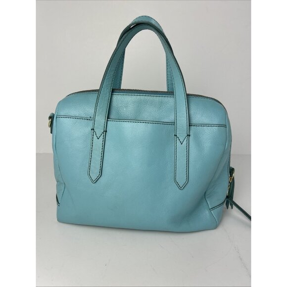FOSSIL Sydney Leather Satchel Blue Hand Bag *missing Shoulder Strap* Cow Hide - Picture 4 of 10